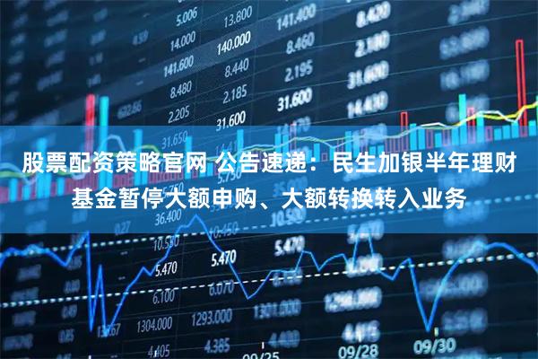 股票配资策略官网 公告速递:民生加银半年理财基金暂停大额申购、大额转换转入业务